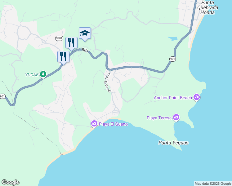 map of restaurants, bars, coffee shops, grocery stores, and more near Unnamed Rd in Yabucoa
