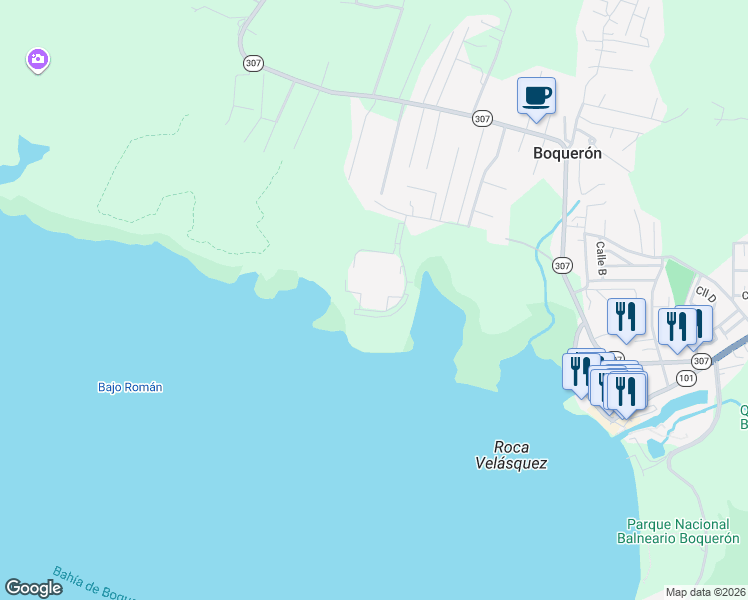 map of restaurants, bars, coffee shops, grocery stores, and more near in Cabo Rojo
