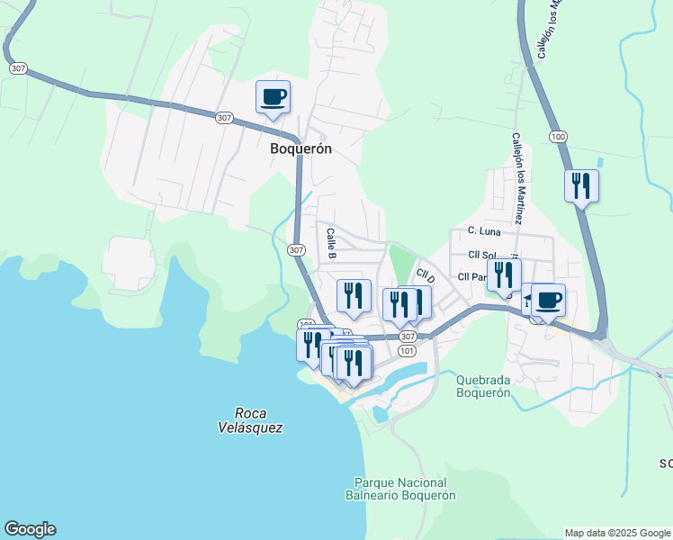 map of restaurants, bars, coffee shops, grocery stores, and more near in Boquerón