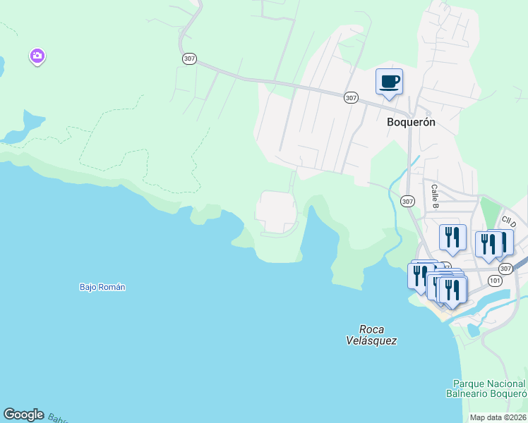 map of restaurants, bars, coffee shops, grocery stores, and more near in Cabo Rojo