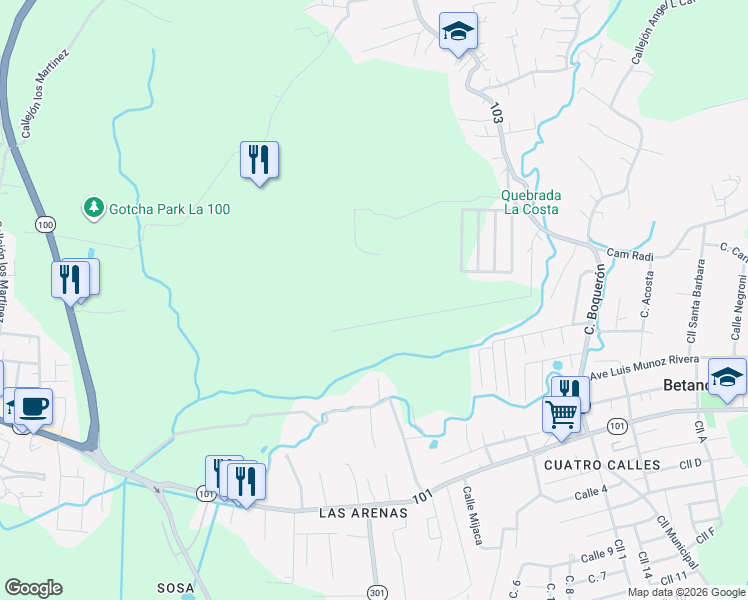 map of restaurants, bars, coffee shops, grocery stores, and more near in Betances