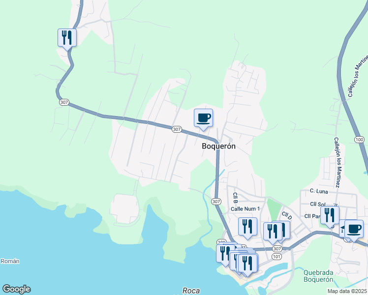 map of restaurants, bars, coffee shops, grocery stores, and more near Paseo De Los Veteranos in Cabo Rojo