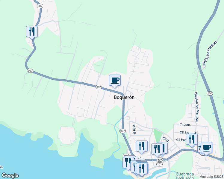 map of restaurants, bars, coffee shops, grocery stores, and more near Paseo De Los Veteranos in Cabo Rojo