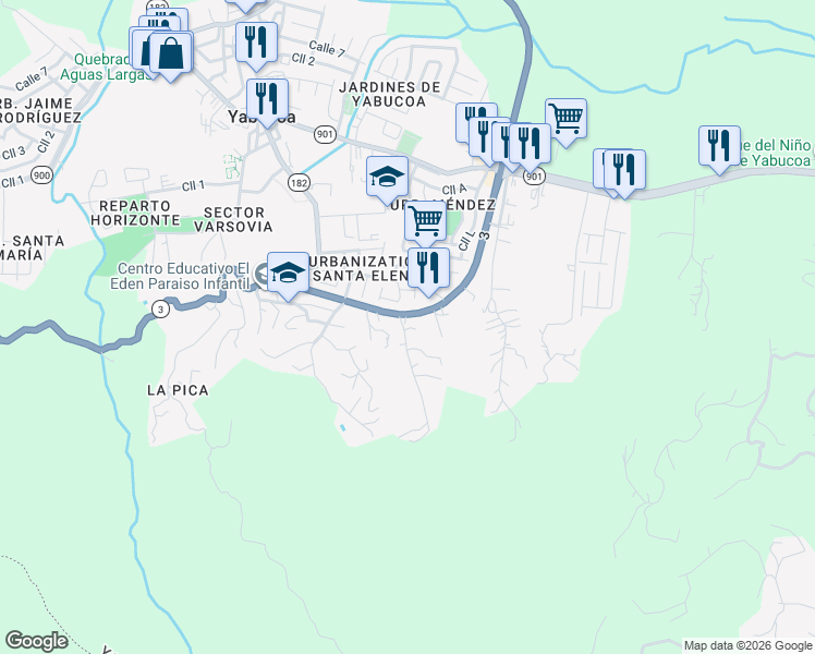 map of restaurants, bars, coffee shops, grocery stores, and more near 5 Calle 7 in Yabucoa