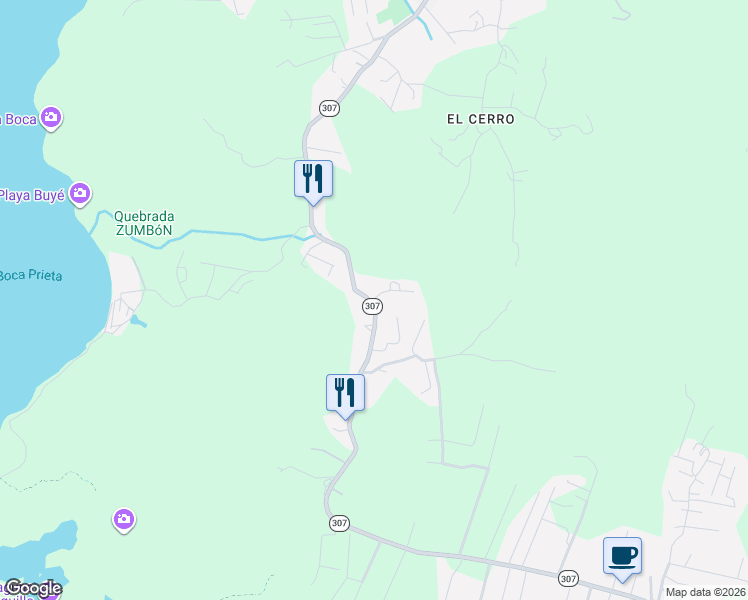 map of restaurants, bars, coffee shops, grocery stores, and more near Puerto Rico 307 in Cabo Rojo