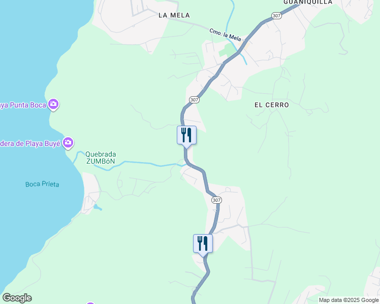 map of restaurants, bars, coffee shops, grocery stores, and more near Puerto Rico 307 in Cabo Rojo