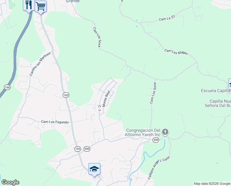 map of restaurants, bars, coffee shops, grocery stores, and more near Monte Real in Cabo Rojo