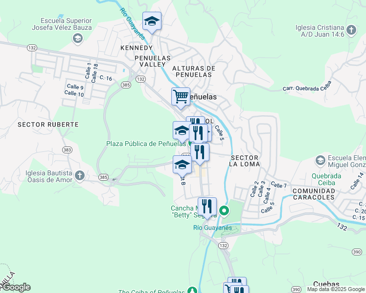 map of restaurants, bars, coffee shops, grocery stores, and more near in Peñuelas