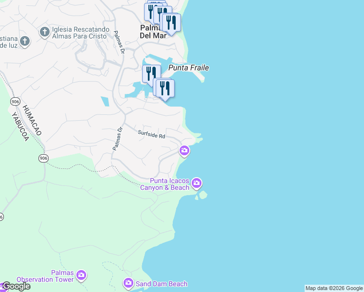 map of restaurants, bars, coffee shops, grocery stores, and more near in Palmas del Mar