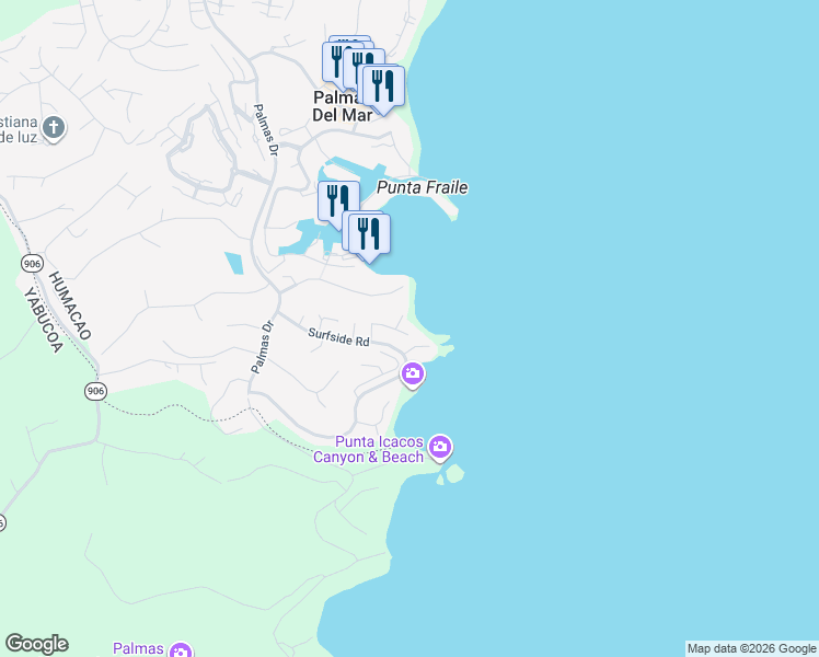 map of restaurants, bars, coffee shops, grocery stores, and more near in Palmas del Mar