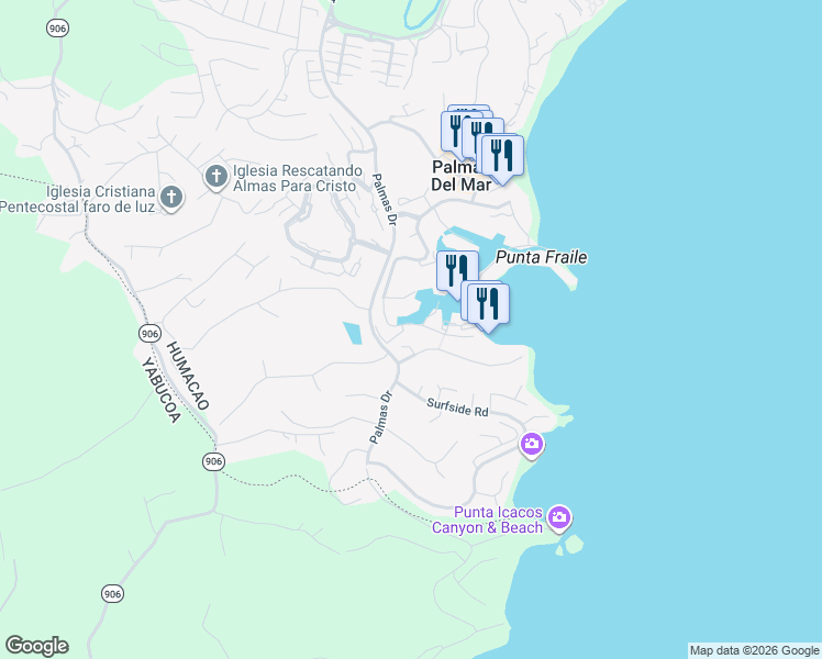 map of restaurants, bars, coffee shops, grocery stores, and more near in Humacao