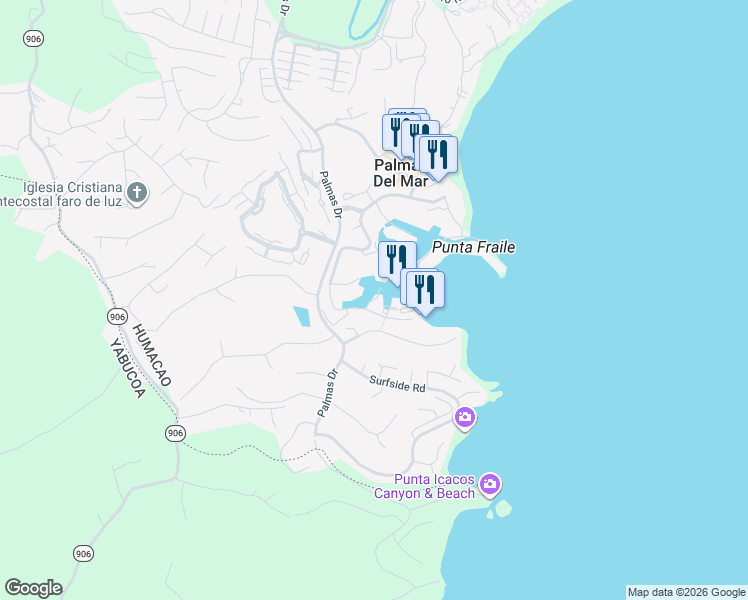 map of restaurants, bars, coffee shops, grocery stores, and more near in Humacao
