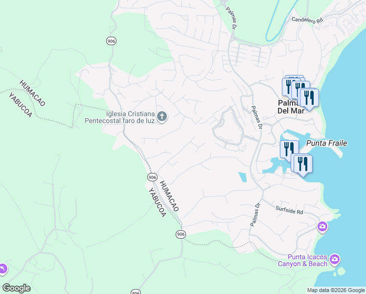 map of restaurants, bars, coffee shops, grocery stores, and more near in Palmas del Mar