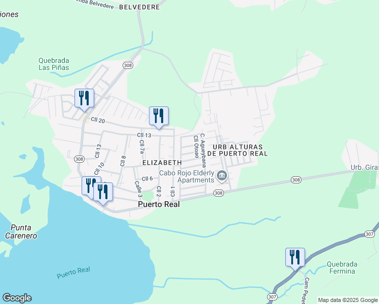 map of restaurants, bars, coffee shops, grocery stores, and more near Calle Otoao in Cabo Rojo