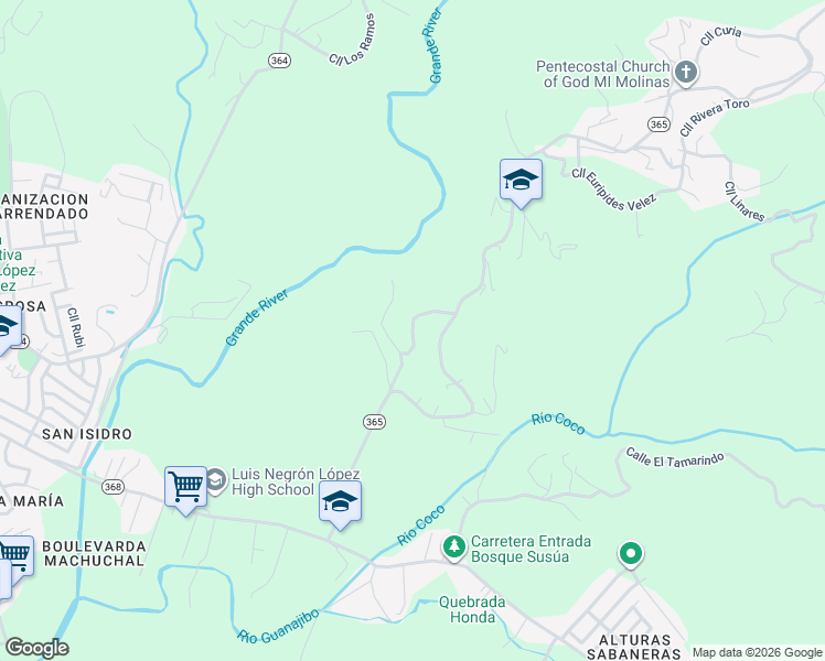 map of restaurants, bars, coffee shops, grocery stores, and more near Calle Los Frailes in Rincón