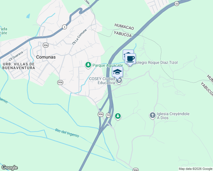 map of restaurants, bars, coffee shops, grocery stores, and more near in Comunas
