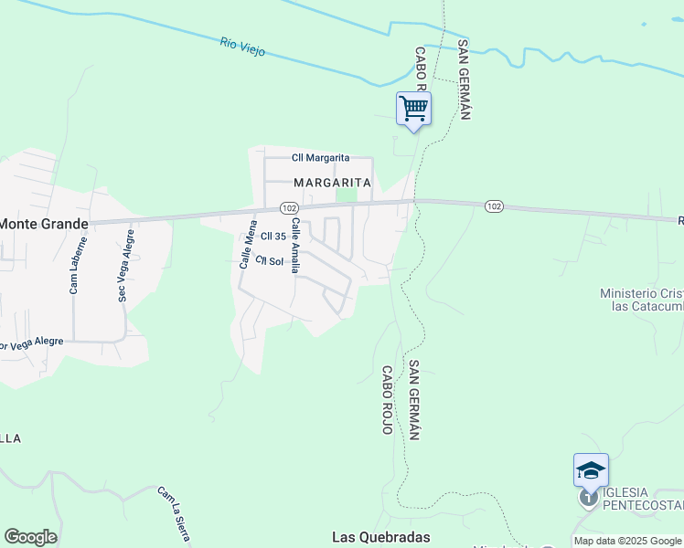 map of restaurants, bars, coffee shops, grocery stores, and more near Calle Clemente in Monte Grande