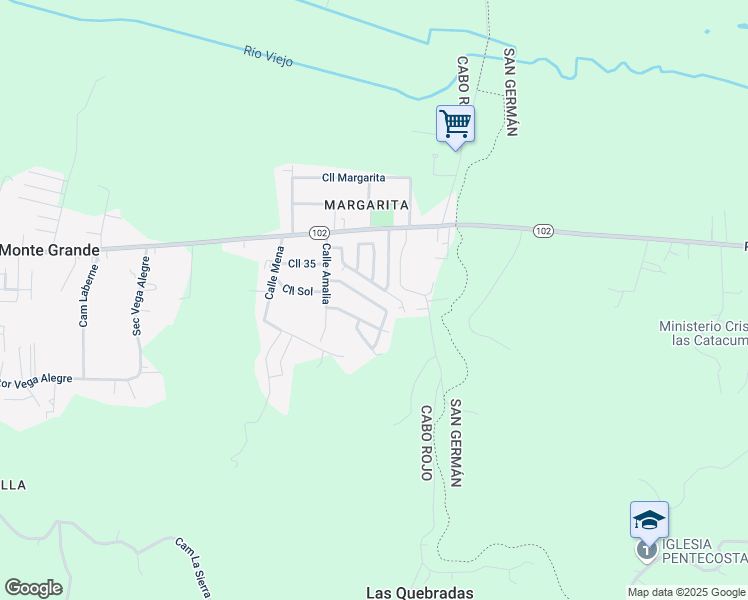 map of restaurants, bars, coffee shops, grocery stores, and more near Calle Clemente in Monte Grande