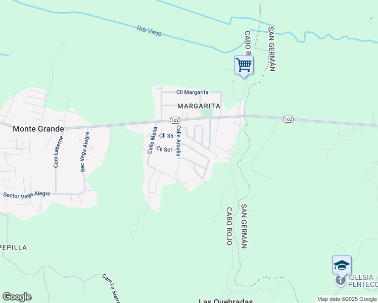 map of restaurants, bars, coffee shops, grocery stores, and more near Cll Clemente in Cabo Rojo