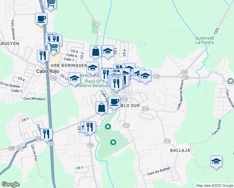 map of restaurants, bars, coffee shops, grocery stores, and more near in Cabo Rojo