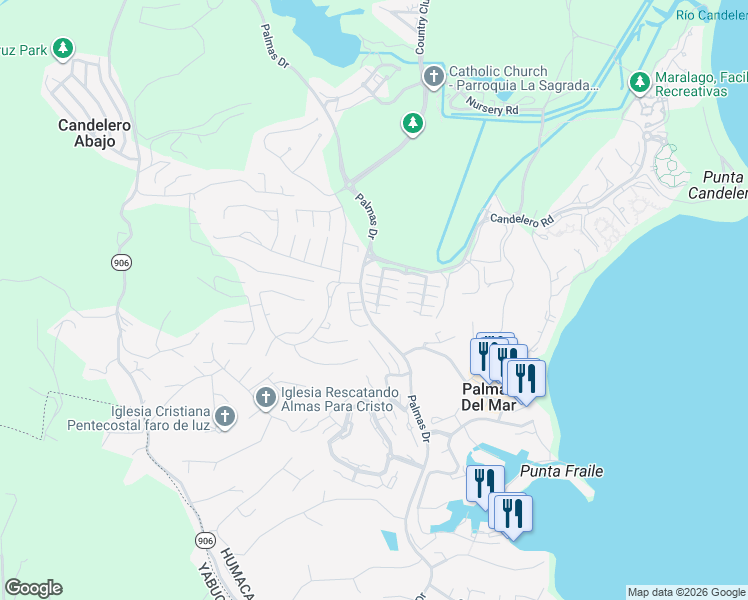map of restaurants, bars, coffee shops, grocery stores, and more near in Humacao