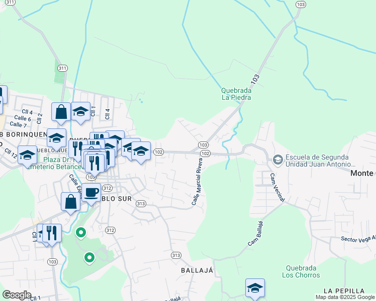map of restaurants, bars, coffee shops, grocery stores, and more near 623 Puerto Rico 102 in Cabo Rojo