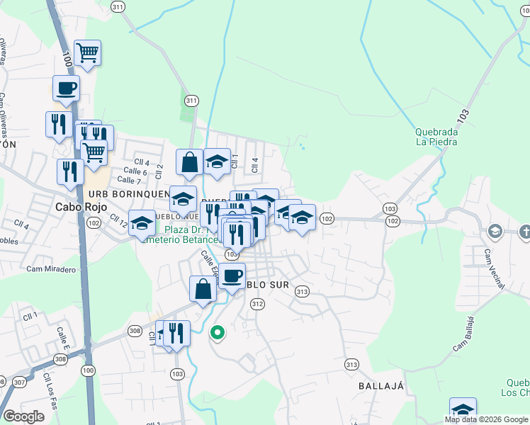 map of restaurants, bars, coffee shops, grocery stores, and more near Calle Dr Nuevo Carbonell in Cabo Rojo