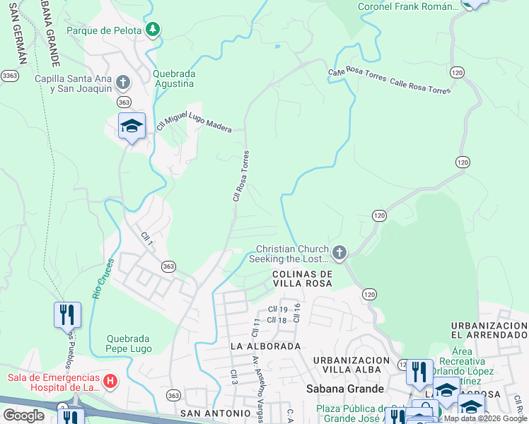 map of restaurants, bars, coffee shops, grocery stores, and more near in Sabana Grande