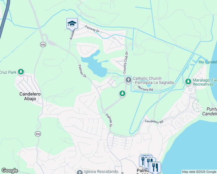 map of restaurants, bars, coffee shops, grocery stores, and more near in Palmas del Mar