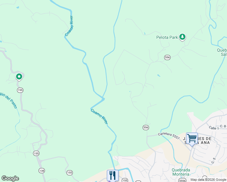 map of restaurants, bars, coffee shops, grocery stores, and more near Calle Ruiz Beluis in Coamo