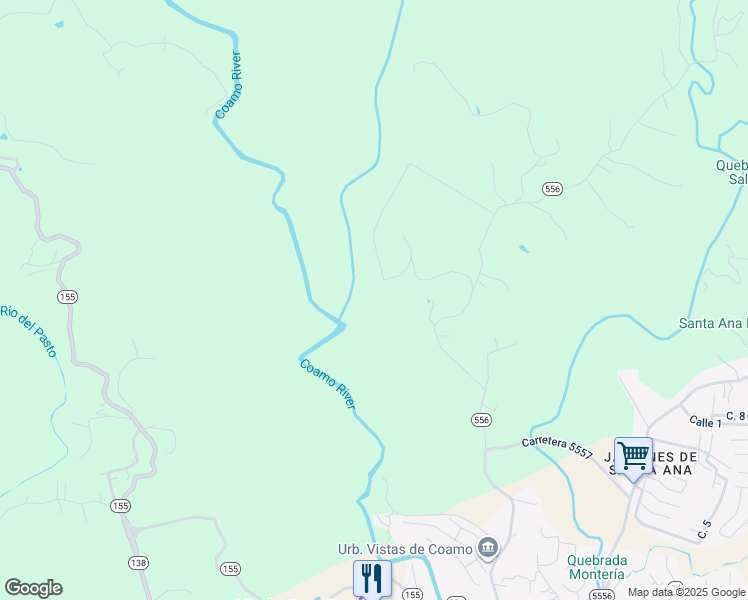 map of restaurants, bars, coffee shops, grocery stores, and more near Calle Ruiz Beluis in Coamo