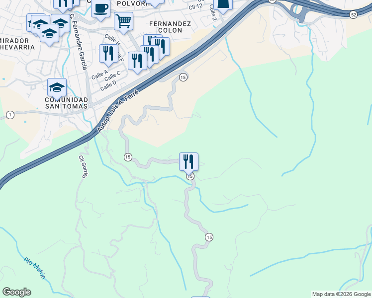 map of restaurants, bars, coffee shops, grocery stores, and more near in Cayey