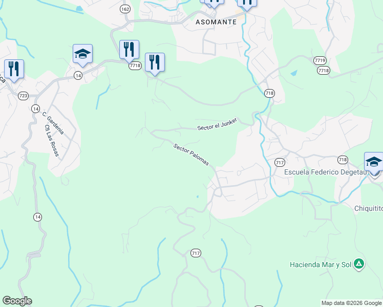 map of restaurants, bars, coffee shops, grocery stores, and more near Sector Palomas in Pasto