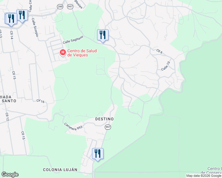 map of restaurants, bars, coffee shops, grocery stores, and more near Carr Destino-Esperanza in Vieques