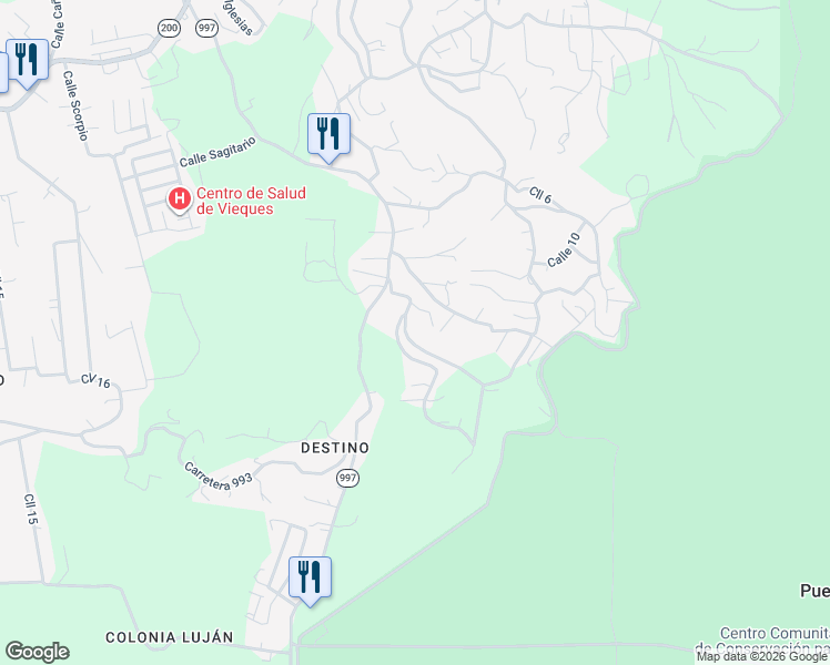 map of restaurants, bars, coffee shops, grocery stores, and more near Carr Destino-Esperanza in Vieques