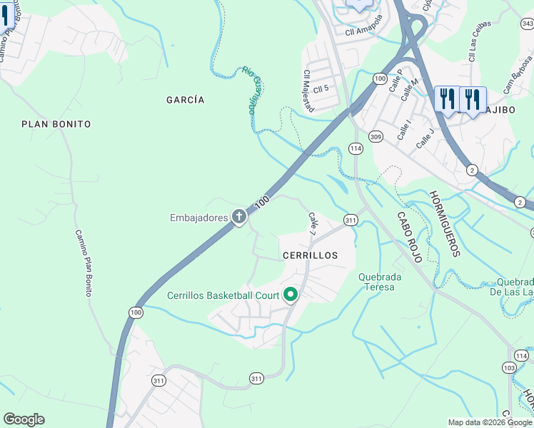 map of restaurants, bars, coffee shops, grocery stores, and more near in Cabo Rojo