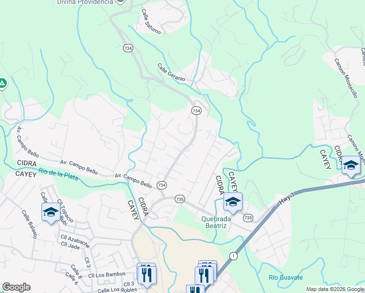 map of restaurants, bars, coffee shops, grocery stores, and more near in Parcelas Nuevas