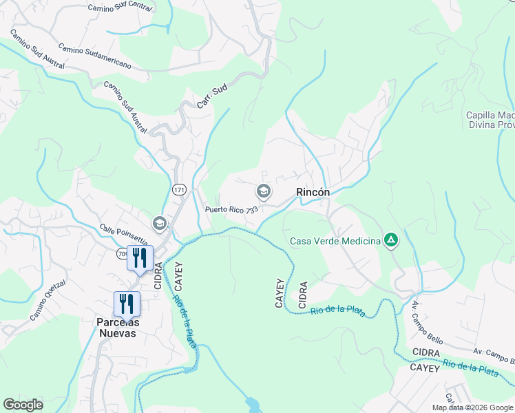 map of restaurants, bars, coffee shops, grocery stores, and more near in Rincón