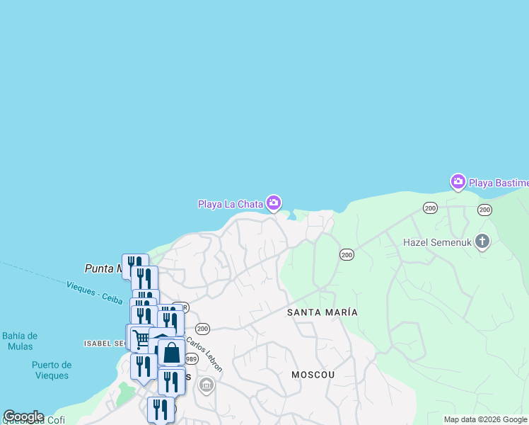 map of restaurants, bars, coffee shops, grocery stores, and more near in Puerto Diablo