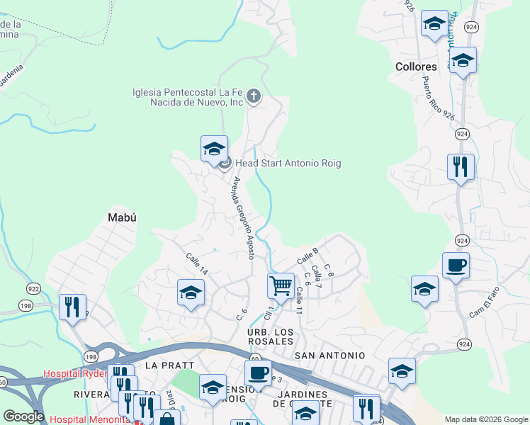 map of restaurants, bars, coffee shops, grocery stores, and more near in Humacao