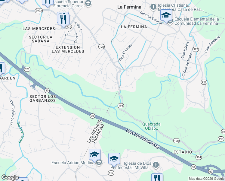 map of restaurants, bars, coffee shops, grocery stores, and more near 2 Puerto Rico 198 in Collores