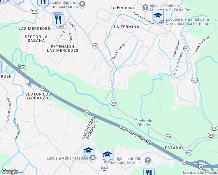 map of restaurants, bars, coffee shops, grocery stores, and more near 2 Carretera 198 in Collores