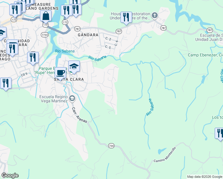 map of restaurants, bars, coffee shops, grocery stores, and more near 249 Calle Madrid in Arenas