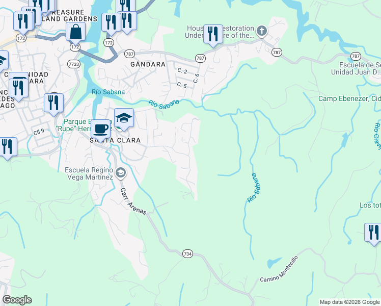 map of restaurants, bars, coffee shops, grocery stores, and more near 249 Calle Madrid in Arenas