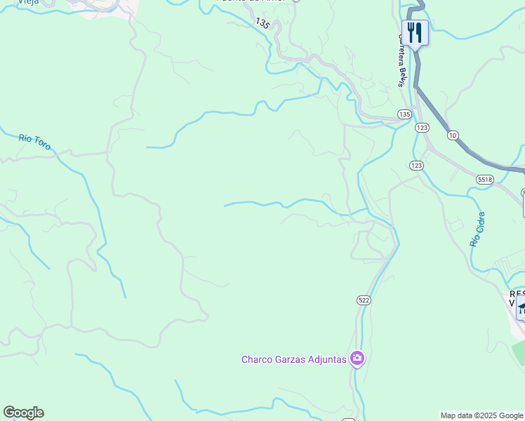 map of restaurants, bars, coffee shops, grocery stores, and more near in Garzas, Adjuntas, Puerto Rico