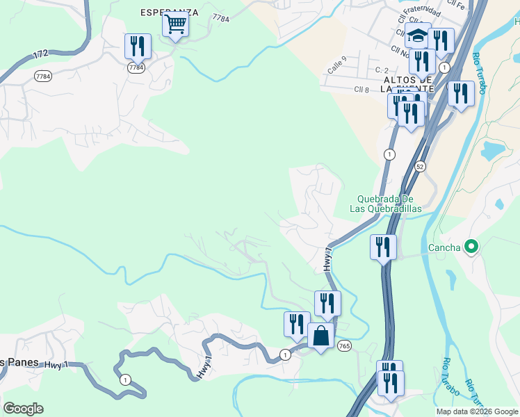 map of restaurants, bars, coffee shops, grocery stores, and more near in Caguas