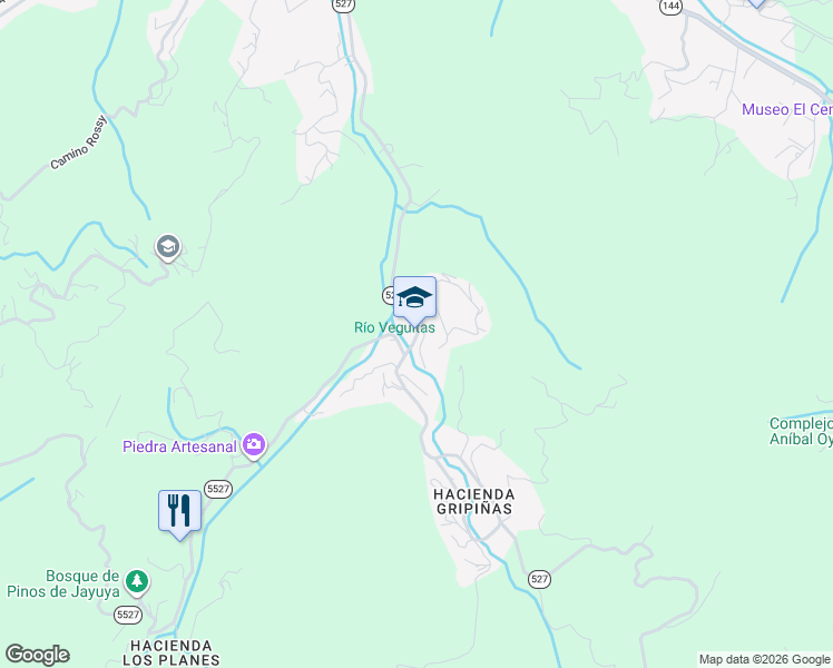 map of restaurants, bars, coffee shops, grocery stores, and more near 5527 in Veguitas