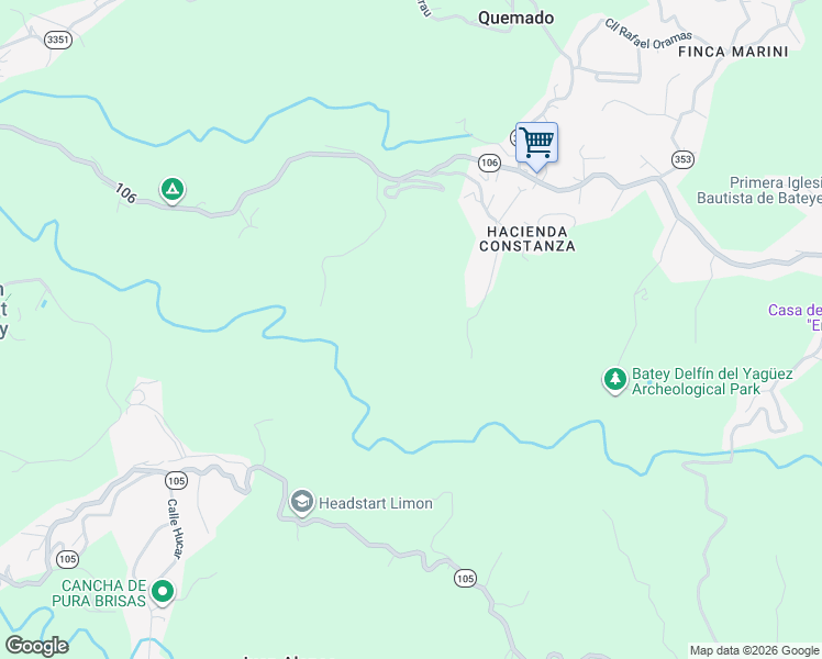 map of restaurants, bars, coffee shops, grocery stores, and more near Calle Gumer Sindo Rivera in Mayagüez