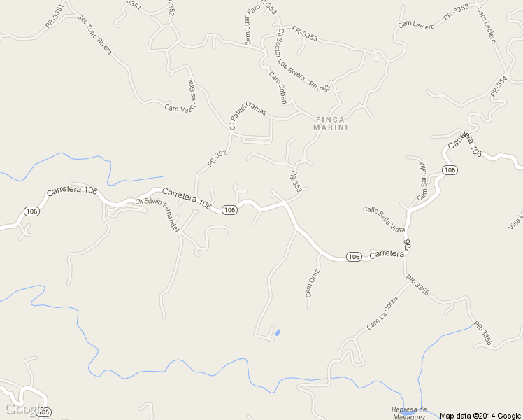map of restaurants, bars, coffee shops, grocery stores, and more near Puerto Rico 106 in Mayagüez