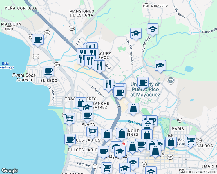 map of restaurants, bars, coffee shops, grocery stores, and more near in 